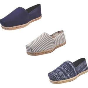 Tripack Alpargata Azul Marino, Ray Gris/blanco Y Azul Étnico