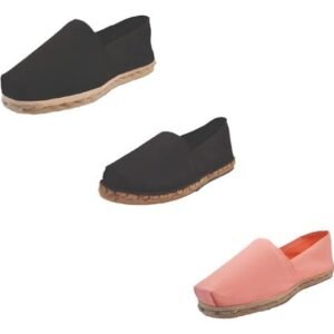 Tripack Alpargata Negro, Negro Goma Y Coral