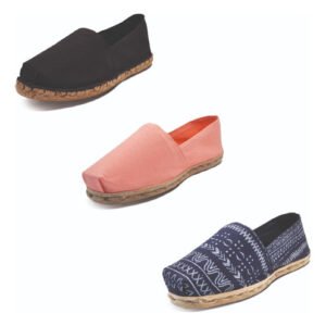 Tripack Alpargata Negro Goma, Coral Y Azul Étnico