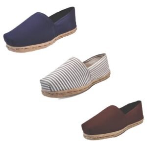 Tripack Alpargata Azul Marino, Ray Gris/blanco Y Café