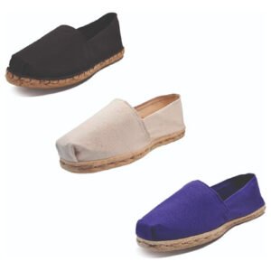 Tripack Alpargata Negro Goma, Crudo Y Morado