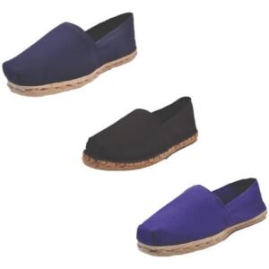 Tripack Alpargata Azul Marino, Negro Goma Y Morado