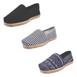 Tripack Alpargata Negro, Ray Azul/blanco Y Azul Étnico
