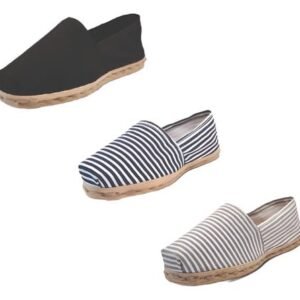 Tripack Alpargata Negro, Ray Azul/blanco Y Ray Gris/blanco