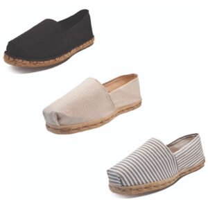 Tripack Alpargata Negro Goma, Crudo Y Ray Azul/blanco