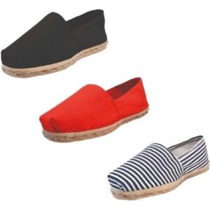 Tripack Alpargata Negro, Rojo Y Rayado Azul/blanco
