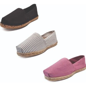 Tripack Alpargata Negro Goma, Ray Gris/blanco Y Jacarandá