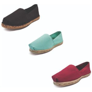 Tripack Alpargata Negro Goma, Turquesa Y Burdeo