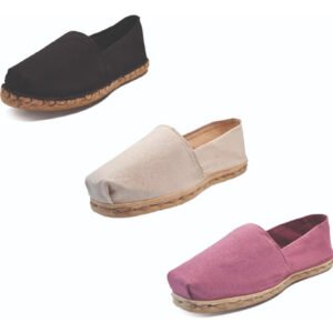 Tripack Alpargata Negro Goma, Crudo Y Jacarandá