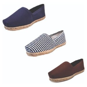 Tripack Alpargata Azul Marino, Ray Azul/blanco Y Café