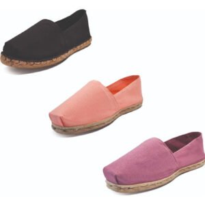 Tripack Alpargata Negro Goma, Coral Y Jacarandá