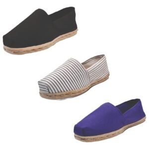 Tripack Alpargata Negro, Ray Gris/blanco Y Morado