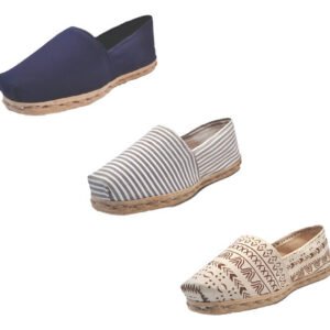 Tripack Alpargata Azul Marino, Ray Gris/blan Y Crudo Étnico