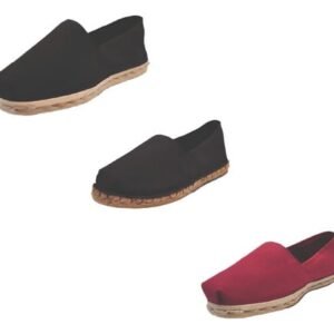 Tripack Alpargata Negro, Negro Goma Y Burdeo
