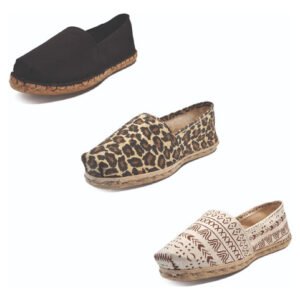 Tripack Alpargata Negro Goma, Animal Pr Y Crudo Étnico