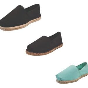 Tripack Alpargata Negro, Negro Goma Y Turquesa