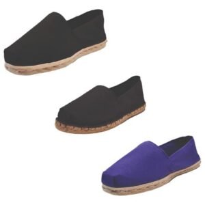 Tripack Alpargata Negro, Negro Goma Y Morado