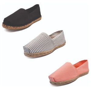 Tripack Alpargata Negro Goma, Ray Gris/blanco Y Coral