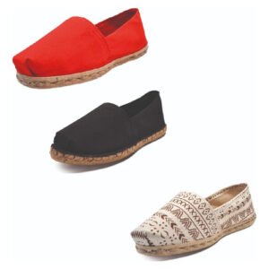 Tripack Alpargata Rojo, Negro Goma Y Crudo