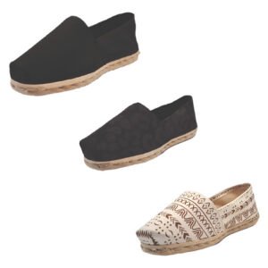 Tripack Alpargata Negro, Animal Print Negro Y Crudo Étnico
