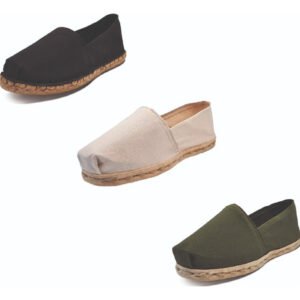 Tripack Alpargata Negro Goma, Crudo Y Verde Militar